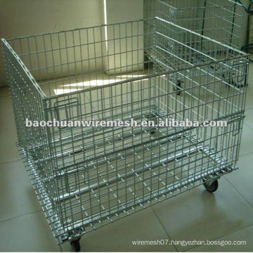 Galvanized collapsible storage container on wheels in store(supplier)